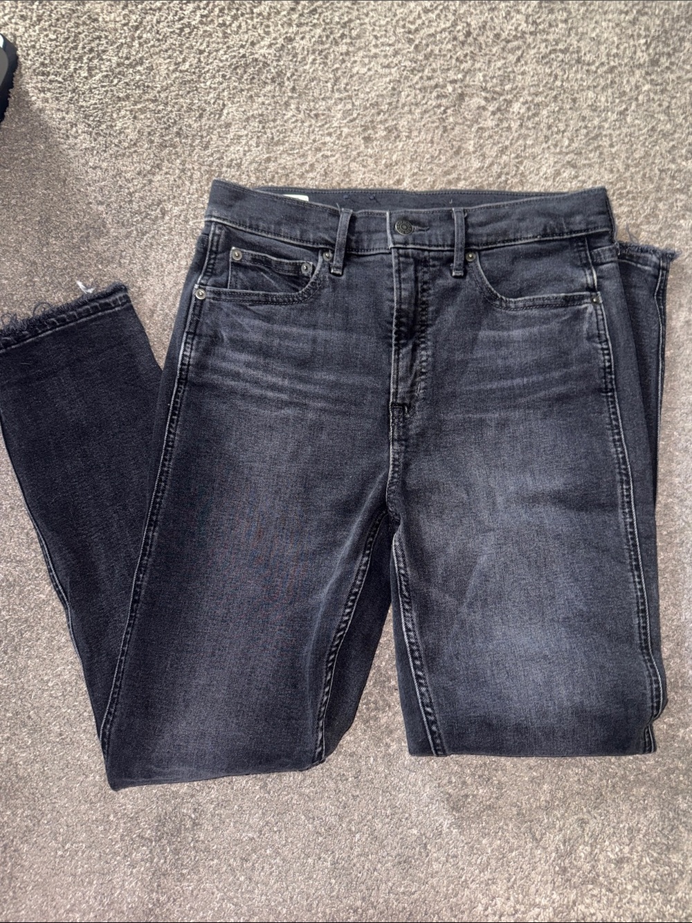 Gap Black Raw-Hem Straight Leg Jeans